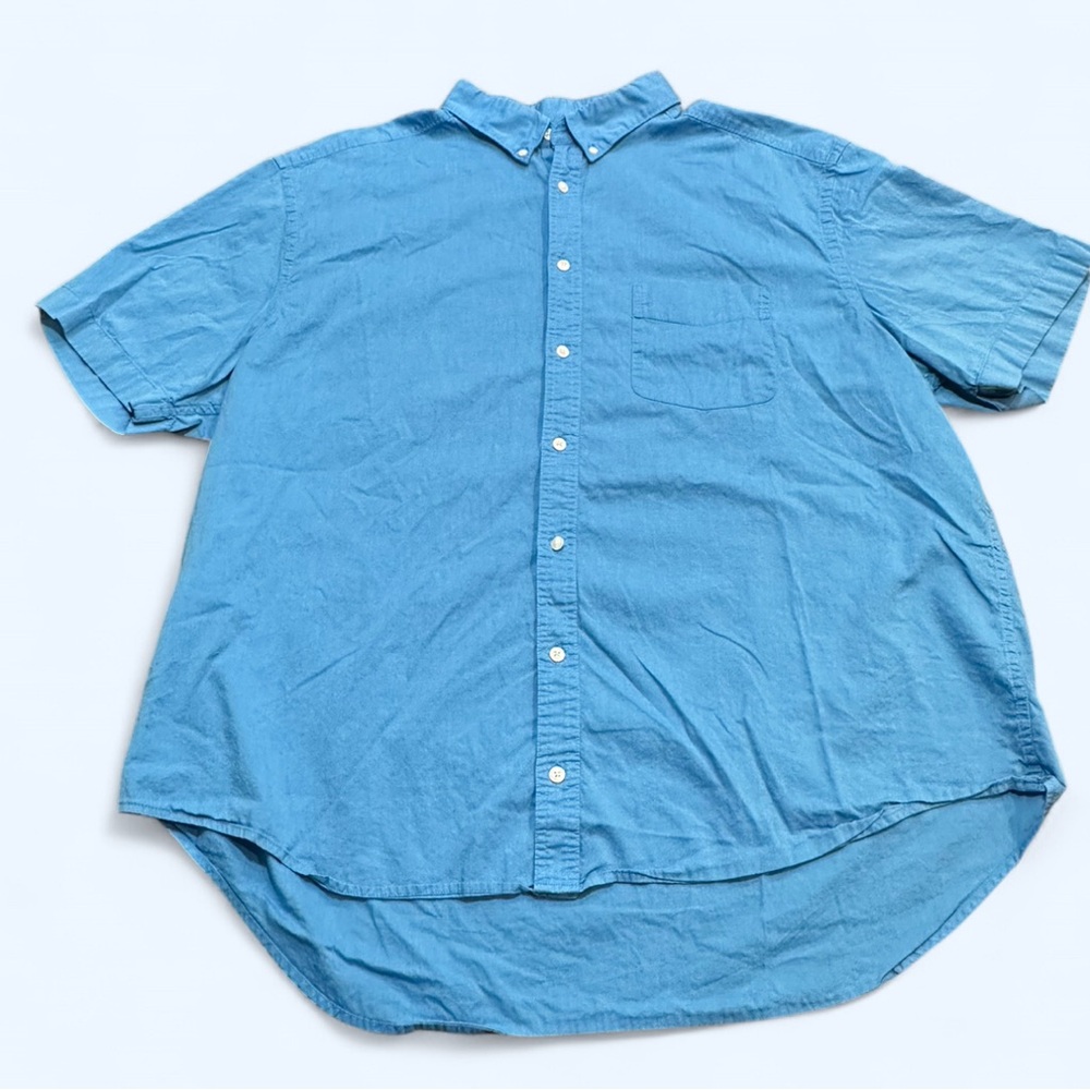 Perry Ellis men’s size 2X Sky Blue 100% Cotton Button Short Sleeved Shirt